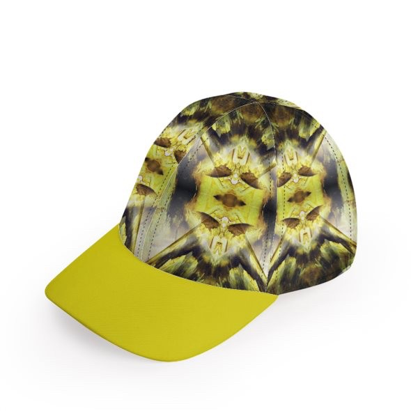Abstract Yellow & Brown Encaustic Yellow Peak Baseball Cap