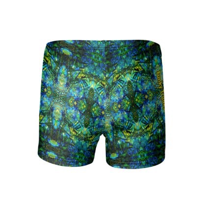 Abstract Blue Green & Yellow Funky Trunks Swimming Trunks