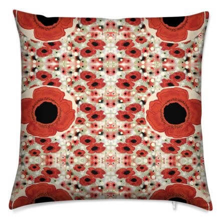 40cm Abstract Petite Poppy Rug Design Velvet Feather Cushion Printed Both Sides