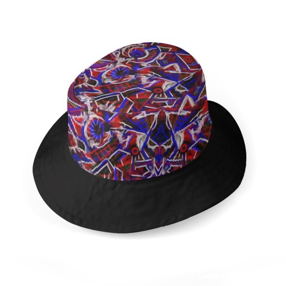 Abstract Marbles Wide Brim Bucket Hat