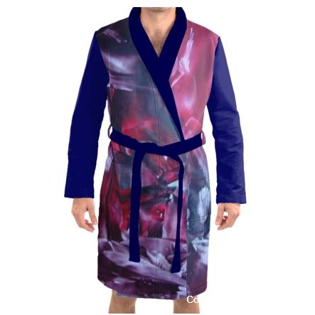 Plum Red Blue Sleeve Mens Dressing Gown