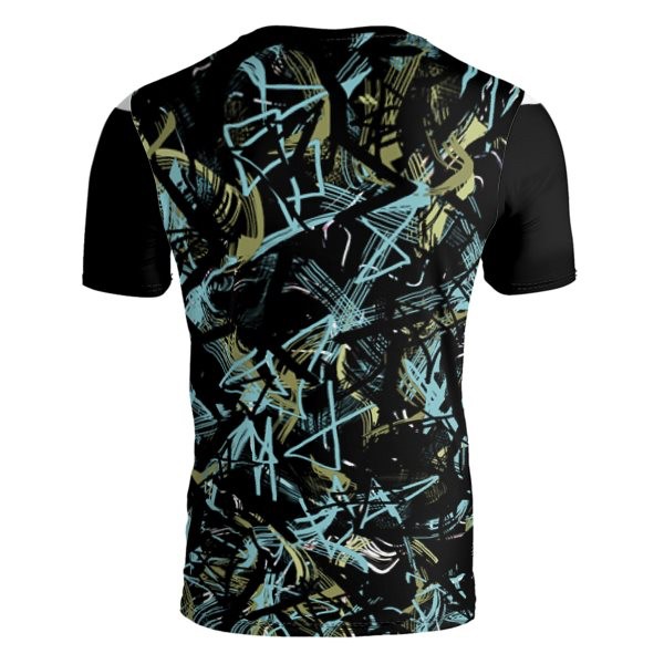Blue & Black V-Neck Scribble T-Shirt