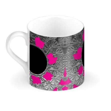 Pink Grey & Black Confetti Large Bone China Mug
