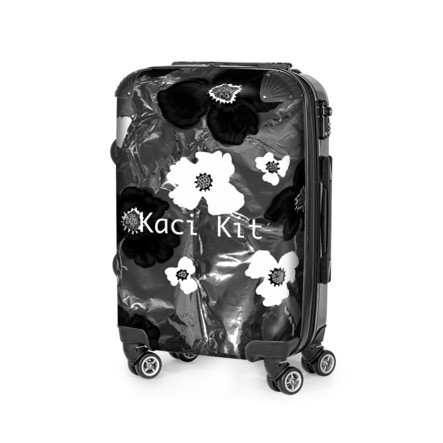 Abstract Black & White Floral Suitcase