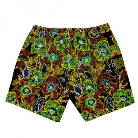 Green & Red Poppies Swimming Shorts