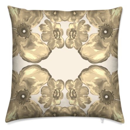 50cm Abstract Yellow Gold Floral Soft Velvet Feather Luxury Cushion