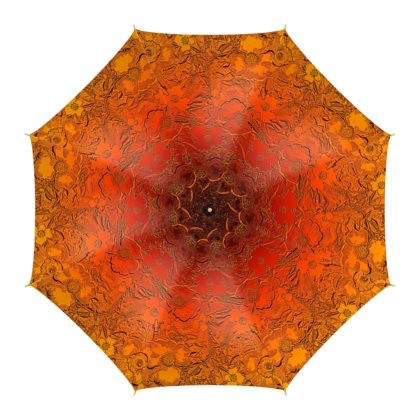 Abstract Dark Copper Orange Yellow Floral Umbrella