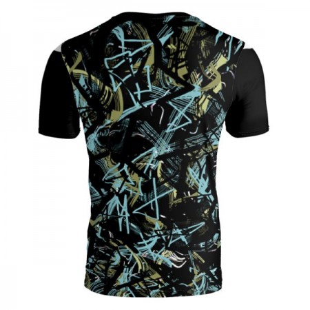 Blue & Black V-Neck Scribble T-Shirt